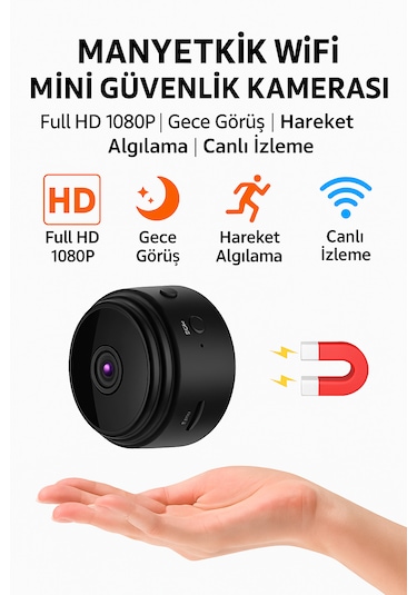 Kablosuz Mini Video Kamera 4 Cm Kompakt Tasarım Full Hd 1080p Telefonla Canlı İzleme