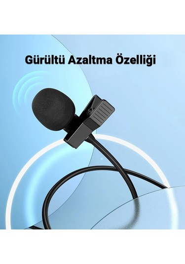 Hoco L14 iPhone Uyumlu Lightning Kablolu Profesyonel Yayıncı Yaka Mikrofonu 2mt- 5775