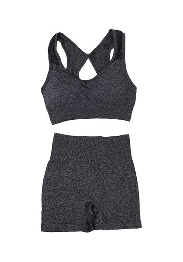 Kadın Yoga Seti Şeftali Yüksek Bel Kalça Kaldırıcı Spor Seti Toparlayıcı Darbeye Dayanıklı Hızlı Kuruyan Koşu Pantolonu Fitness Yoga Kıyafetleri Gri