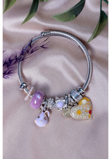 Bhs Life Charmlı Tavşan Kalp Çelik Chamlı Bileklik