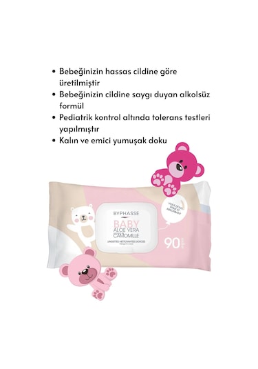 Byphasse Bebekler İçin Islak Temizleme Mendili Hassas Cilt 90 Adet