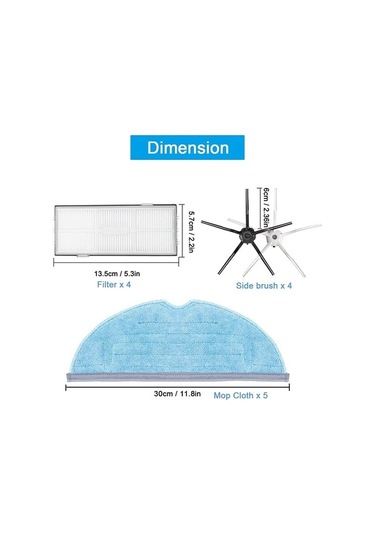 Unimarket Sagrado T7s S7 / T7s Plus Elektrikli Süpürge Aksesuarları Için Yedek Parçalar Yan Fırça Filtre Mopları Süpürge Yedek Parçaları 4 Adet