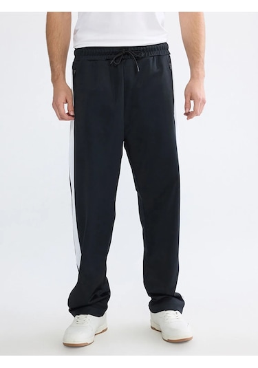 Lc Waikiki Siyah Loose Fit Şeritli Erkek Eşofman Altı