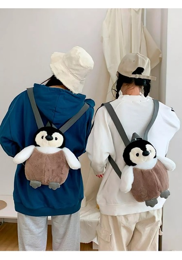 Vilange Omuzdan Askılı Pelüş Çocuk Oyuncak Sırt Çantası Penguen 202801639 Beyaz
