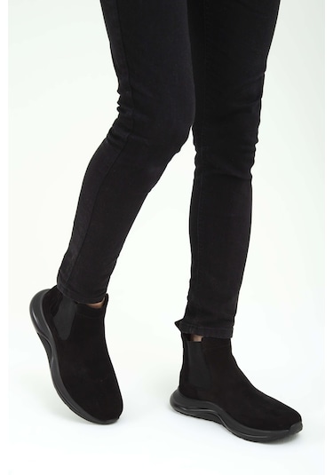 Tamer Tanca Erkek Hakiki Deri Siyah Süet Casual Bot 381 16196 Erk Bot Sk22/23 Sıyah Suet Siyah