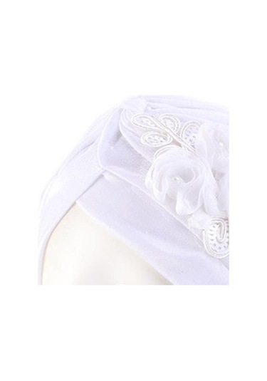 Trendy Türban Şapkası Çekme Önleyici Çiçek Tüm Maç Renk: Açık Gri Lacivert