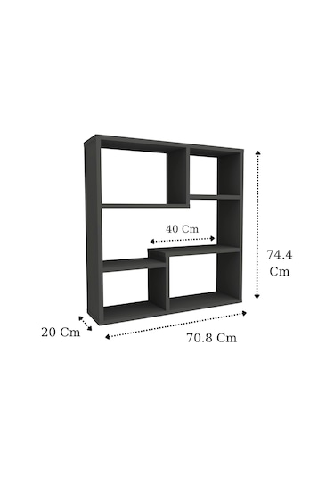 5 Raflı Duvar Rafı, Mutfak Rafı, Oturma Odası Rafı Antrasit