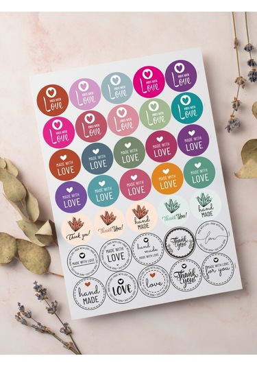 Desenli Thank You Teşekkür Stickers Paketleme Çıkartma Pytkstk95