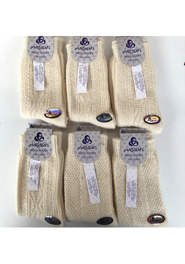 Doğal Yün Çorap - 6 Lı Ekonomik - Dokuma Yün Çorap - Köy Çorabı -