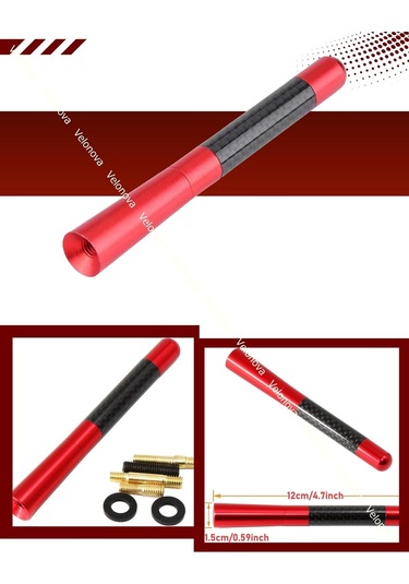 Volkswagen T5 Uyumlu Alüminyum Karbon Fiber Oto Araç Anten Çubuğu Kırmızı