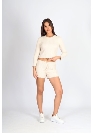Soft&Basic Punta Raporlu Kaşkorse Bej Şort Bej