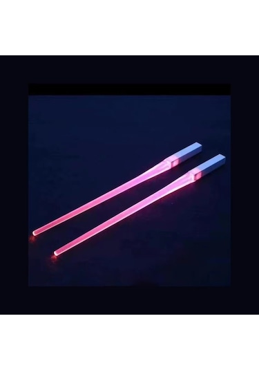 Chopssticks Led Işıklı Yemek Çubukları Ve Sofra Takımı Çift2 Pembe