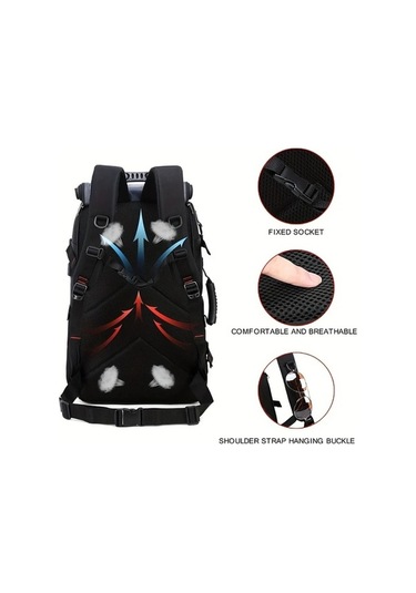 Pazly Çok Amaçlı Büyük Kapasiteli Siyah Gri Sırt Çantası Laptop Kılıfı Usb Şarj Portu Erkek Kadın İçin Yürüyüş Kamp Ayakkabı Bölmesi Dayanıklı Polyester Siyah - Gri