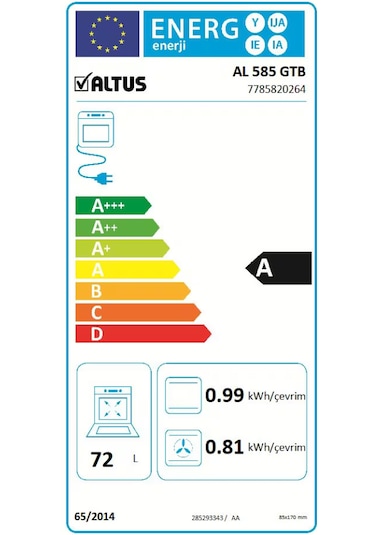 Altus AL 585 GTB 65 LT Ocaklı Solo Fırın