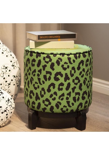 Yeşil Büst Detaylı Ahşap Ayaklı Puf Kumaşı Süettir. Uluslararası Solmama Sertifikasına Sahiptir. Çok Renkli