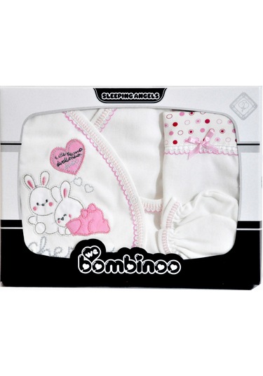 Bombinoo Tavşanlı 5 Parça Bebe Pembe Koton Zıbın Seti Pembe