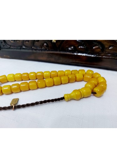 Omari Usta Havşalı Fıçı Kesim Sıkma Kehribar Tesbih 9x9