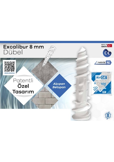 Made Excalibur Özel Tasarım Dübel 8x50mm 100 Adet