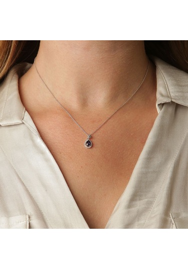 Safir Damla Kesim Taşlı Pırlanta Kolye