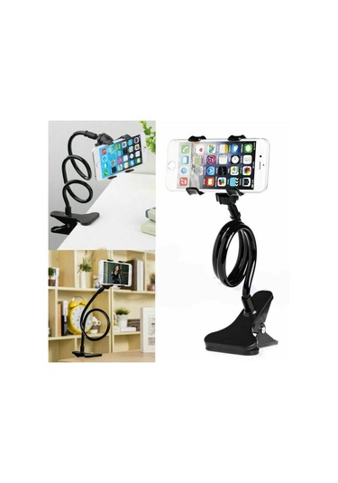 Akrobat Telefon Tutucu Spiral Gövdeli Oynar Başlıklı - Siyah Evv-