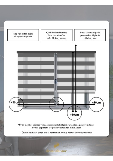 Br Demor Home Geniş Pliseli Açık Gri Zebra Stor Güneşlik Perde Metal Kasa Açık Gri
