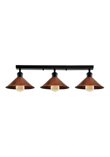 Rsylight Retro Rustik Metal Masa Üstü 3 Lü Siyah Bakır Patinalı Sıralı Avize 60 Cm Siyah