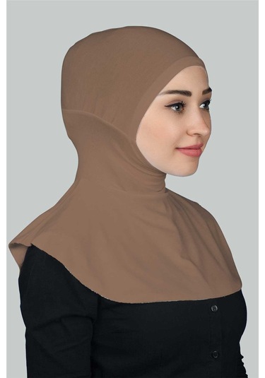 Kadın Tesettür Pratik Boyunluklu Hijab - Sporcu Bone Toprak