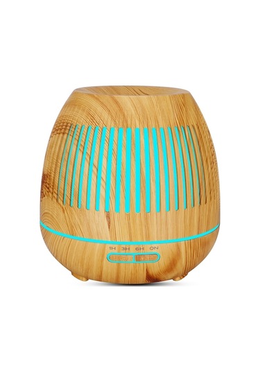 400ml Ultrasonik Nemlendirici Ve Aroma Dağıtıcı, 7 Renkli Led Işık Ve Otomatik Su Kapanma Özelliği - Ev/ofis Kullanıma Uygun - Açık Ahşap