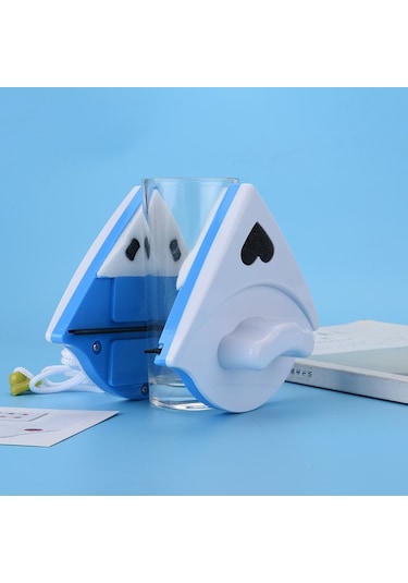 Sones Çift Taraflı Cam Pencere Temizleyici Üçgen Çok İşlevli Manyetik Cam Temizleyici Beyaz