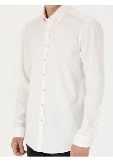 Cacharel Ekru Regular Fit Uzun Kollu Kadife Gömlek 15469610