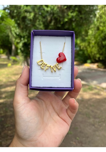 Kişiye Özel Harf Kolye Murano Kalp Murano Kolye Istediğiniz Isim Yazılır Gold