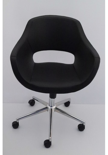 Ultra Siyah Deri Ofis Çalışma Sandalyesi