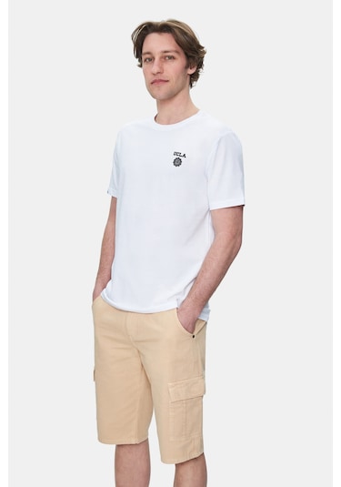 Ucla Blewın Camel Kargo Cepli Gabardin Nakışlı Standard Fit Erkek Şort Camel