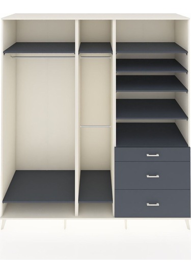 Kronos Dolap 9 Raflı 3 Çekmeceli 3 Askılı 220x59x243 Aytaşı-antrasit/antrasit Antrasıt/antrasıt