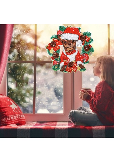 5d Elmas Boya Noel Çelenk Dıy Kırmızı Ve Yeşil