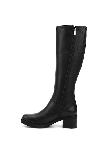 Gönderi R Kadın Siyah Fermuarlı Kalın Topuklu Hakiki Deri Çizme Dkzc61363591 Siyah