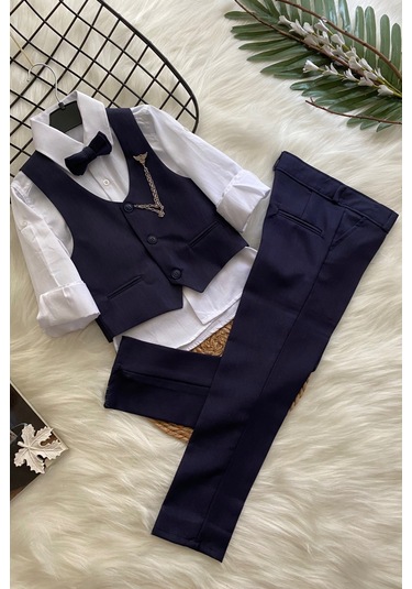 Zincirli Begos Erkek Çocuk Takım Elbise Lacivert