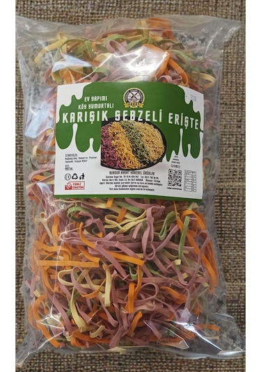 500 Gr Ev Yapımı Tagliatelle Kesim Karışık Sebzeli Erişte