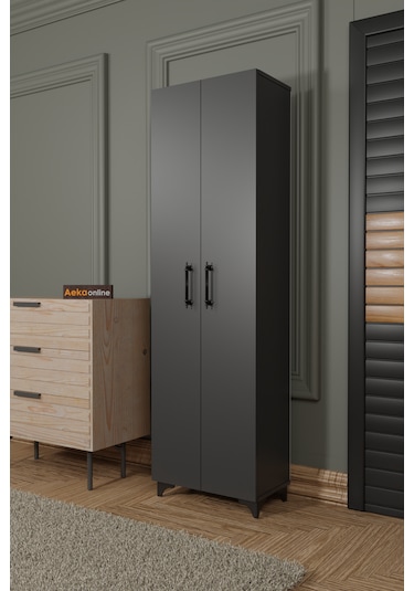 Ae-3085 Selen Antrasit Ayakkabılık, 7 Raflı, Ayaklı, 2 Kapaklı Antrasit