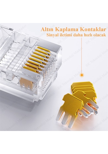 Ez Rj45 Cat6 Yeni Nesil Delikli Jack Konnektör 10 Adet