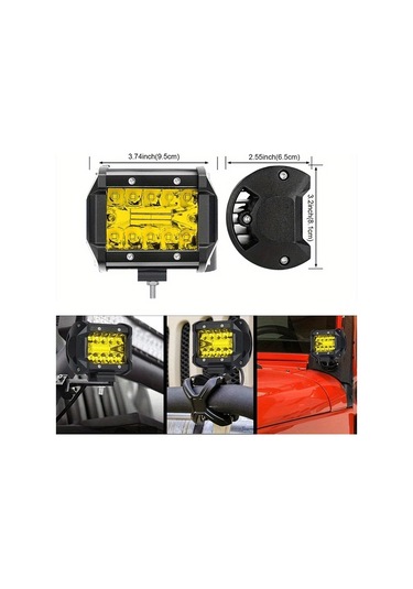Xuweiwei 2pcs 4 Inç Kehribar Sarı Led Çalışma Lambaları Araç Kamyon Motosiklet Tekne Yüksek Parlaklık