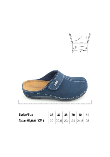 Gezer Feıchtıngen Kadın Yazlık İç Taban Hakiki Deri Tek Cırtlı Ayarlanabilir Rahat Taban Günlük Terl Lacivert