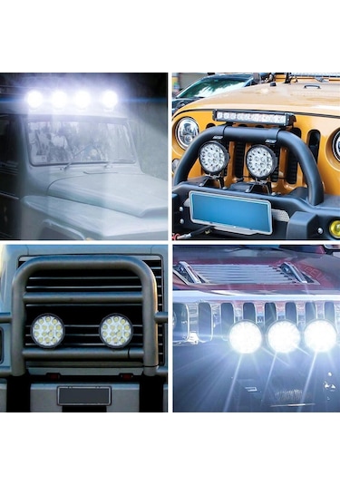 Off Road 14 Led 42 Watt Yuvarlak Traktör Tır Kamyon Tekne Sis Farı Projektör Çalışma Lambası