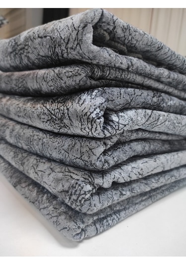 Süngerli Koltuk Çekyat Örtüsü Damar Desenli Parlak Antrasit Gri