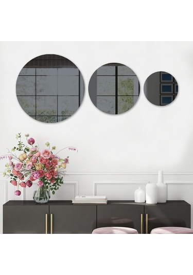 Decorıta Ayna - 3'Lü Takım Daire Ayna Şeffaf