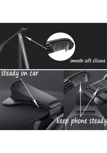 Shineyee Araç İçin Abs Materyalli Siyah Telefon Tutucu - Navigasyon Ve Telefon İçin Gösterge Paneli Klem Sistemi İle Kolay Kurulum Siyah