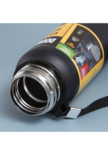 Açık Hava Sporları Ve Seyahat İçin Vakum Yalıtımlı Paslanmaz Çelik Termos - Isı Ve Soğuk Koruma İçin Sızdırmaz Ve Çift Katmanlı 1000ml Siyah