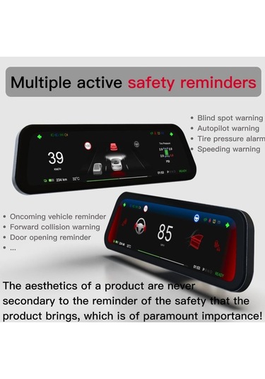 Tesla Model Y Ve 3 Uyumlu Heads-up Display Monitör 9,6''