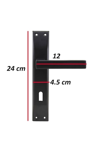 Kare Aynalı Kapı Kolu Oda Siyah 1 Takım 2 Adet Arkalı/önlü