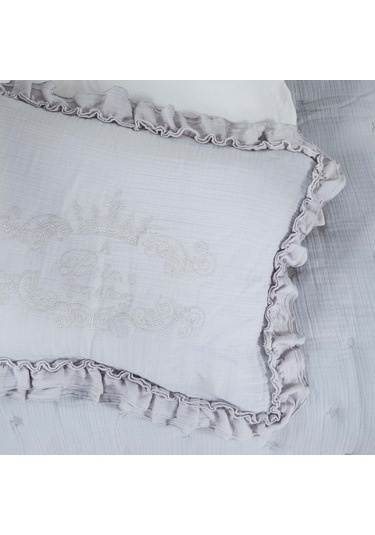 Royale Gri %100 Pamuk Müslin Nakışlı Private Bebek Yorgan Seti